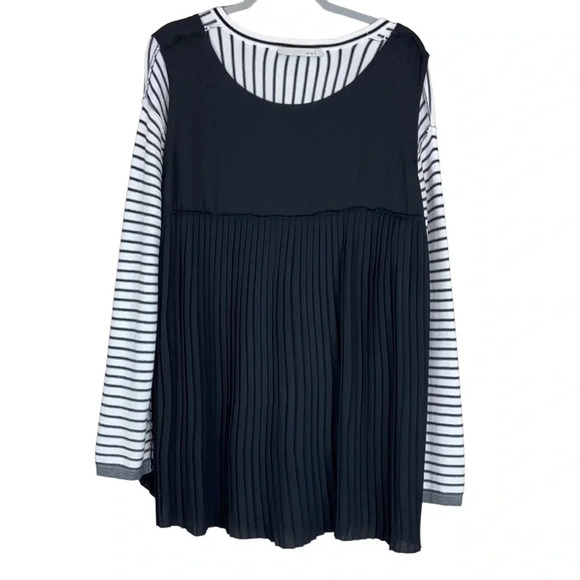 Oui Women’s 14 Striped Long Sleeve Under Layer Striped Tunic Top - Picture 6 of 8